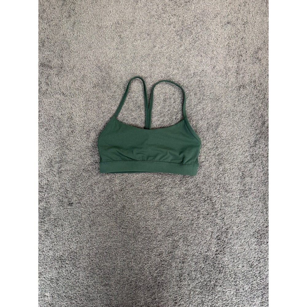 Lululemon Flow Y Bra Nulu Forest Green Size 4 LW2CRHS Yoga Sports Bra